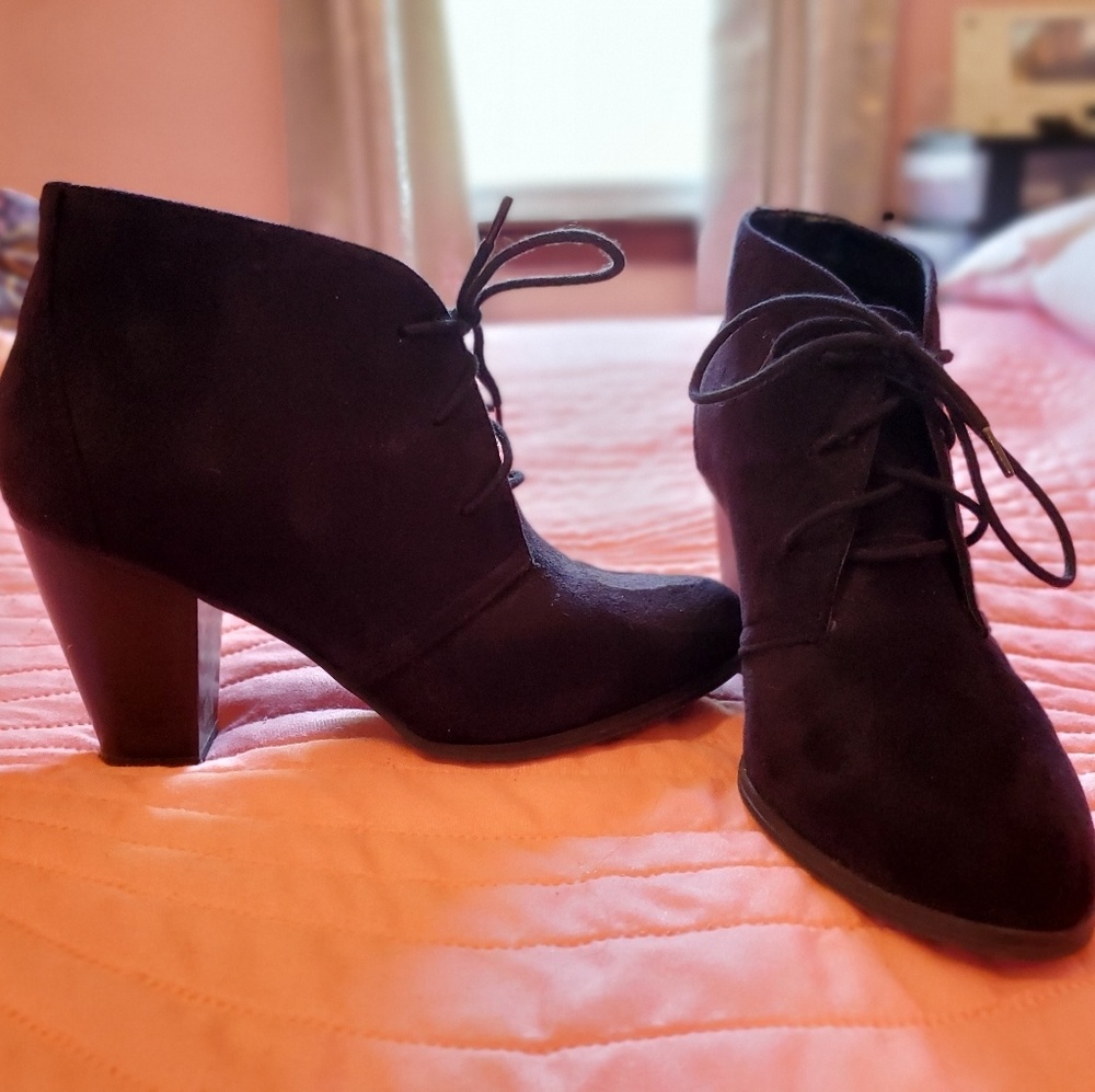 Black Faux Suede Booties